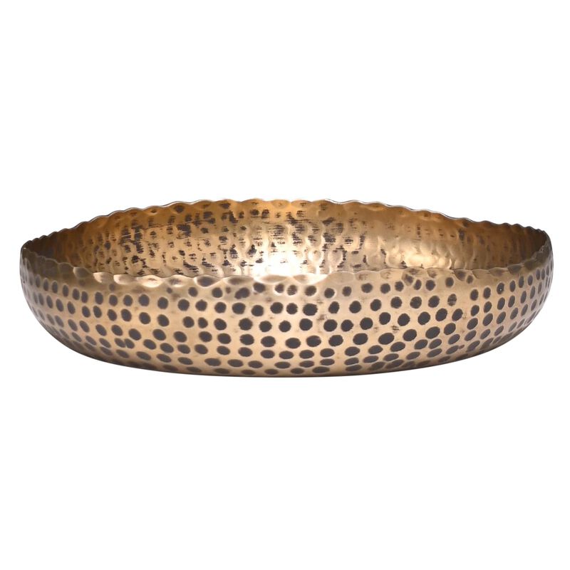 Ankara Hammered Low Bowl - Vintage Brass Finish image number 0